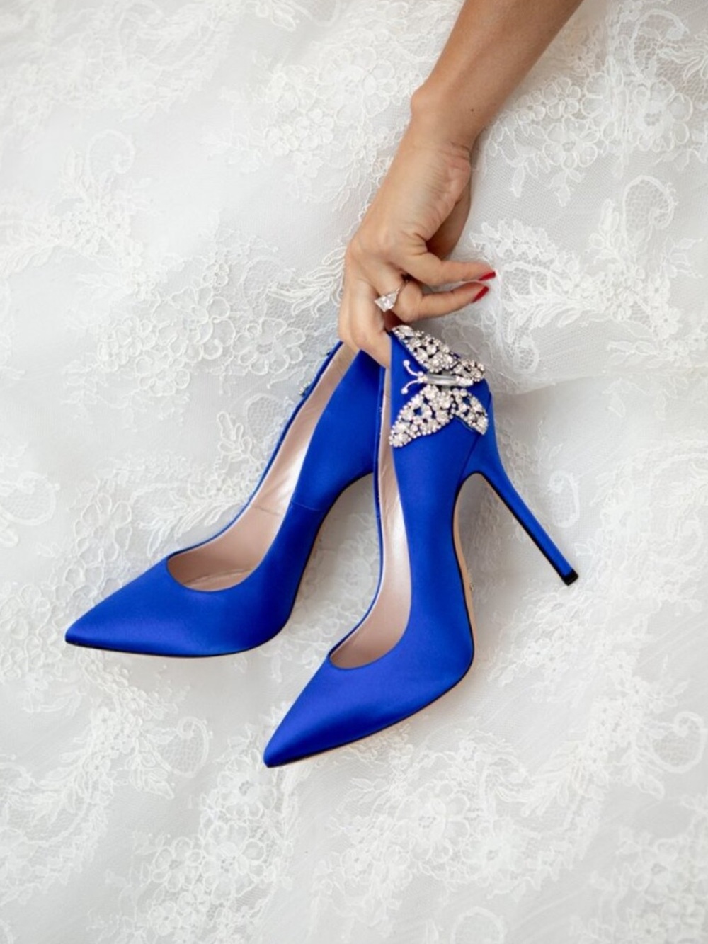 Aruna Seth Ally Butterfly Satin Heels, Size 37